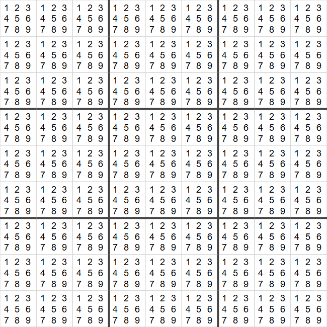Sudoku empty grid