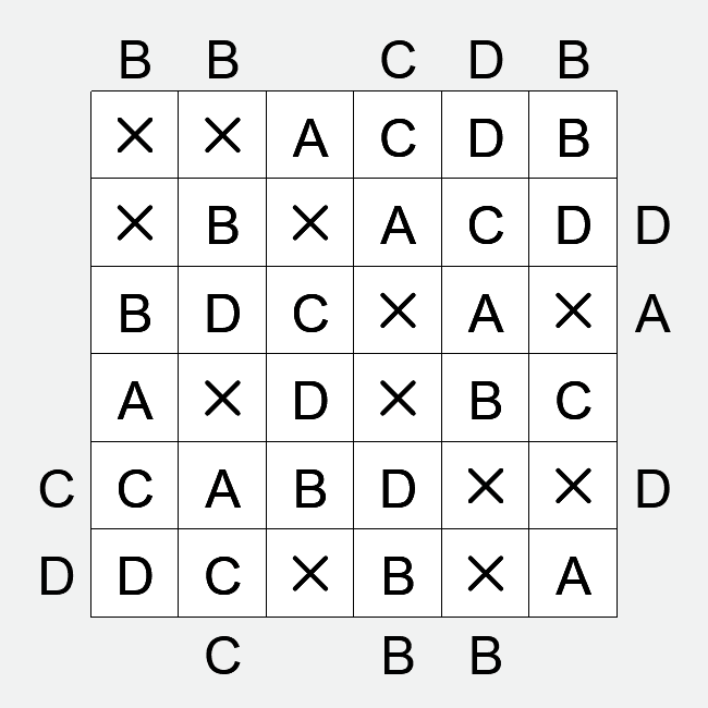 ABCD Logic puzzle solution