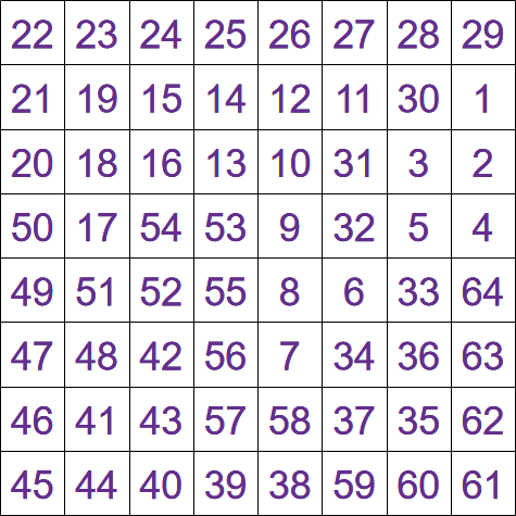 Hidoku puzzle solution