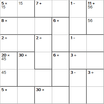 Mathdoku puzzle