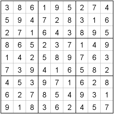 Completed Sudoku grid