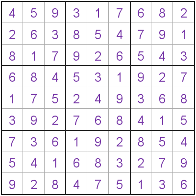 Completed Sudoku grid