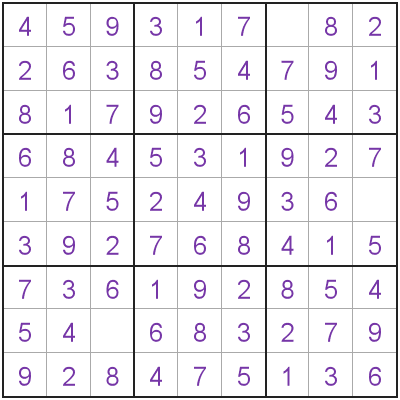 Complete the Sudoku grid