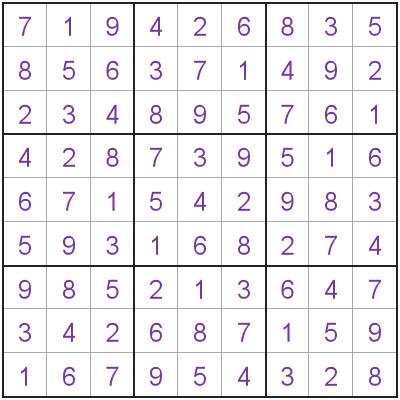 Completed Sudoku grid