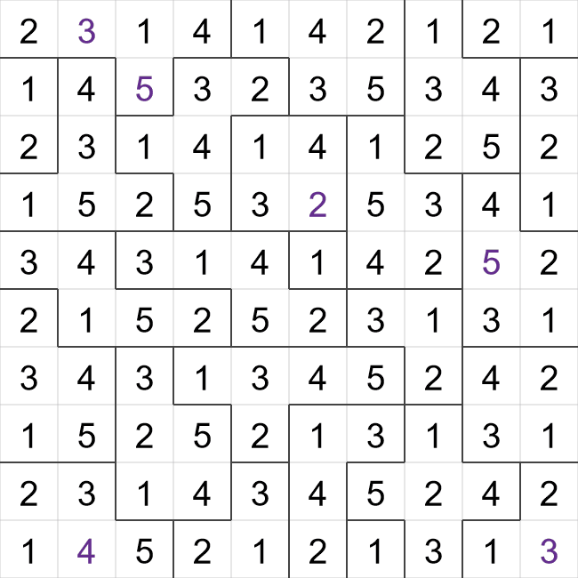 Suguru puzzle solution